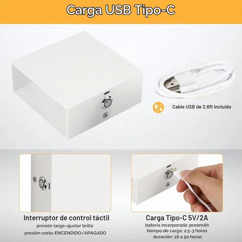 Vista 5 de Aplique de pared recargable con control táctil Lightess, luz blanca cálida Touch Dimmable Control Battery Operated Up & Down LED Light Tool-Free