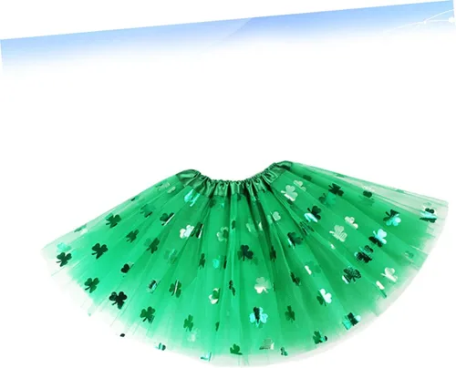 Vista 2 de ERINGOGO 1 disfraz de San Patricio, traje del día de San Patricio, vestido verde, disfraz de trébol, tutú verde, disfraz del día de San Patricio