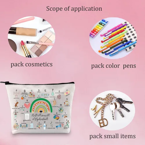 Vista 7 de Nutricionista Cosmético Maquillaje Bolsa Dietista Regalo Nutricionista Regalo de agradecimiento Nutricionista RD Regalo de graduación, Nutricionista