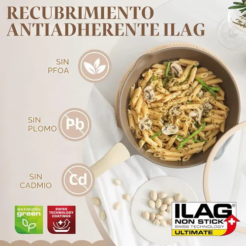 Vista 5 de PRICUSIS Sartén antiadherente profunda para freír con tapa de vidrio, 10 pulgadas (3.2 cuartos de galón), sartén antiadherente para saltear 5 veces