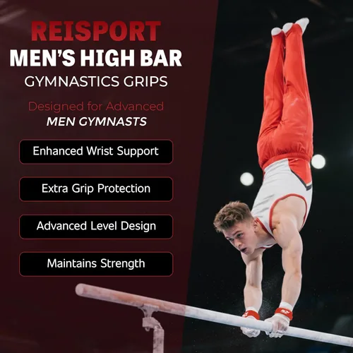 Vista 10 de Reisport Agarres de gimnasia de barra alta para hombre, empuñaduras de cuero duradero para barras de gimnasia para hombres y niños