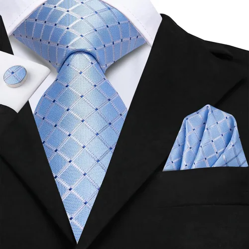 Vista 243 de Hi-Tie Corbatas de seda para hombre, diseño de cachemira a rayas, con bolsillo, gemelos cuadrados, conjunto formal de negocios