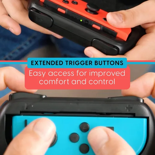 Vista 4 de TALK WORKS Nintendo Switch Switch OLED Joy-Con Controller Grips 4-Pack - Secure Joy-Con Grip Extended Trigger Buttons Ergonomic Design for Comfort