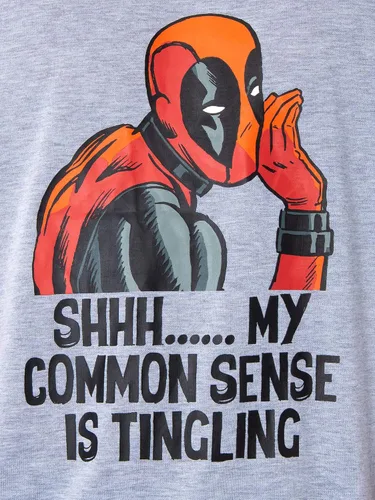 Vista 2 de Juego de pijama de Deadpool de Marvel para hombre con sentido común y hormigueo, 2 piezas