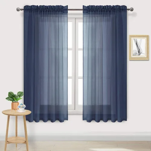 Vista 155 de DWCN Cortinas Transparentes Aqua de Voile Semitransparente con Bolsillo para Barra para Dormitorio y Sala de Estar, 36 x 36 pulgadas de Largo, Juego