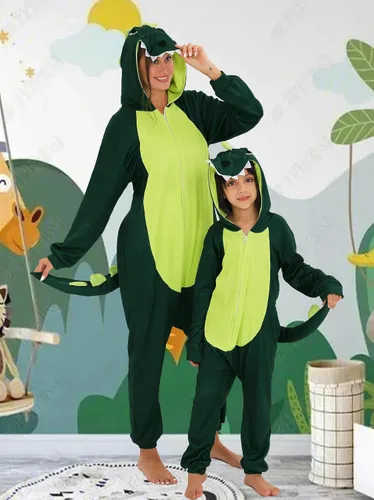 Vista 4 de Dinosaur Halloween Pajamas Family Animal Onesie Costume Cute Pjs for Adults Women Couples Kids Mens Girls and Boys