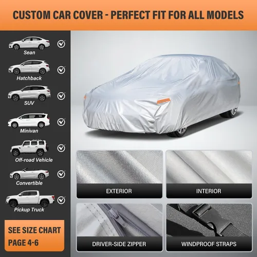 Vista 3 de Kayme Funda impermeable para automóvil deportivo para todo tipo de clima. Consulta la tabla de tallas del vehículo para un ajuste preciso. Cubierta