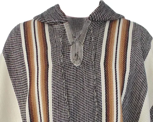 Vista 4 de Gamboa Alpaca Wool Poncho Men Panchos Mexican with Hood Adult Cowboy and Western Hippie Poncho para Hombre