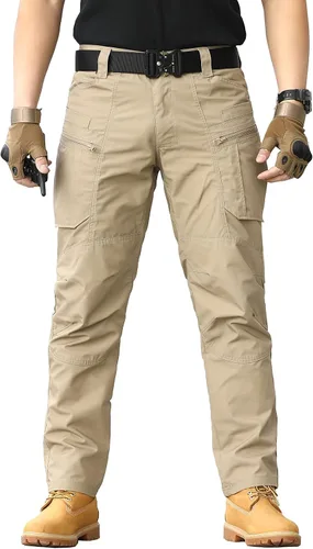 Vista 2 de CARWORNIC Pantalones tácticos ligeros para hombre, pantalones cargo militares, resistentes al agua, para senderismo, trabajo