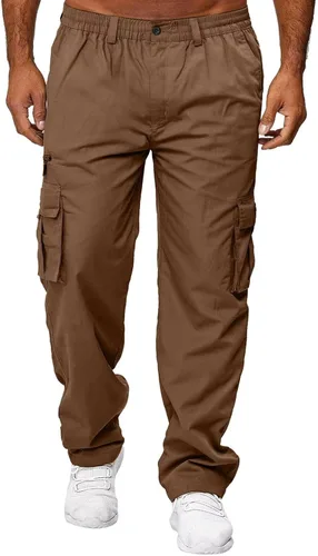 Vista 2 de Pantalones de carga para hombre, ligeros, tácticos, para senderismo, ajuste clásico, múltiples bolsillos