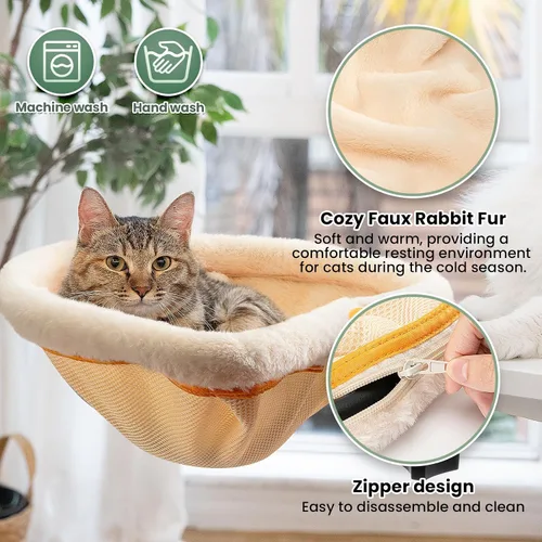 Vista 5 de Cama de escritorio para gatos plegable con un solo clic con Crema