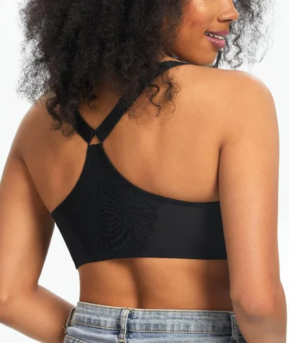 Vista 5 de HACI Brasier con cierre frontal para mujer, sin forro, espalda en T, talla grande, encaje, sin relleno, cobertura completa, espalda cruzada