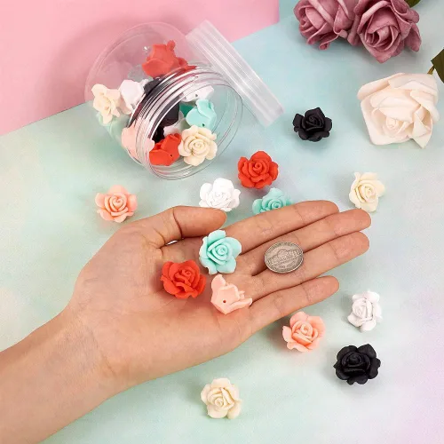 Vista 5 de KISSITTY 30 cuentas de arcilla polimérica para mujer, joyería nupcial, collares, pulseras, aretes, marco de fotos para el cabello, álbum