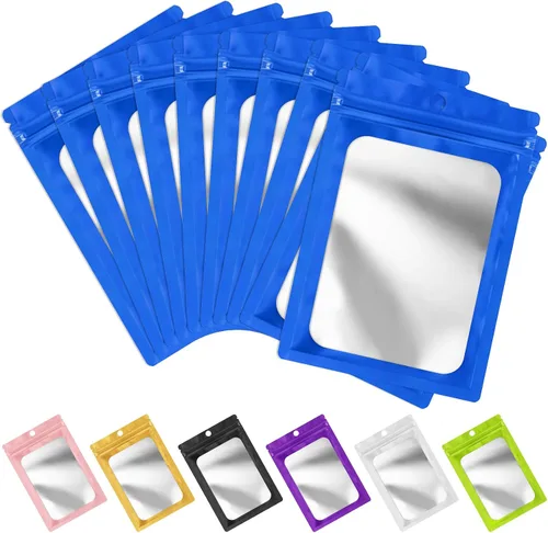Vista 8 de FUNFERY - Paquete de 100 bolsas resellables de Mylar con ventana transparente esmerilada, bolsa con cremallera a prueba de olores