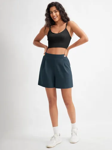 Vista 2 de ODODOS Pantalones cortos de pierna ancha suaves de modal para mujer, cintura alta, casuales, relajados, con bolsillos, entrepierna de 4 a 6 pulgadas