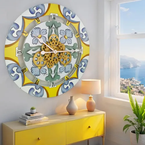 Vista 52 de ImprovingLife The Gears - Reloj de pared con engranajes móviles (Atrani, redondo de 10 pulgadas)