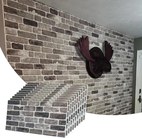 Vista 38 de Dundee Deco Paneles de pared 3D de ladrillo sintético, revestimiento, paneles de pared con aspecto de piedra gris, revestimiento de espuma