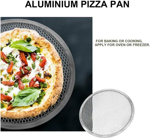 Vista 6 de SHERCHPRY Red de aluminio de la bandeja de la hornada de la pizza de 11 pulgadas de la malla perforada antiadherente de la pantalla para el uso