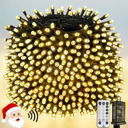Vista 27 de Luces de Navidad controladas por voz con control remoto, cadena de 300 luces LED de 99 pies para interiores y exteriores con 12 modos, 3