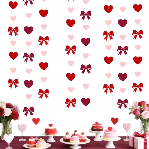 Vista 15 de 52 pies Guirnalda de corazón de amor dorado azul marino para decoración de fiesta del día de San Valentín Bandera de serpentina colgante azul real