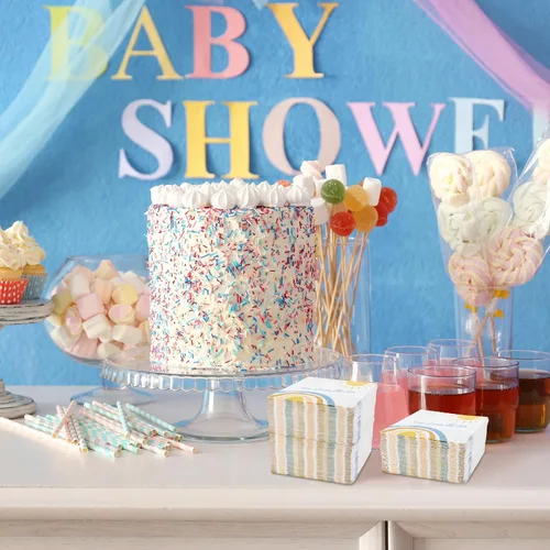 Vista 6 de Fulmoon 100 servilletas de decoración de baby shower con texto en inglés «Here Comes the Son» (Here Comes the Son), servilletas desechables