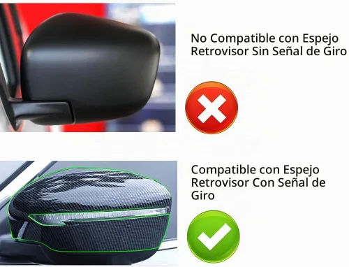 Vista 3 de Funda protectora para espejo retrovisor, compatible con Nissan Navara NP300, fibra de carbono, color negro