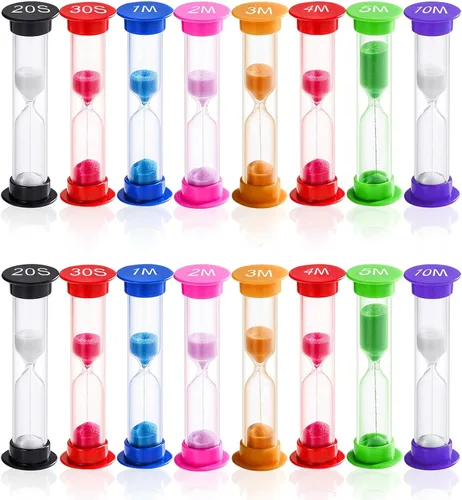 Vista 7 de Juego de 8 relojes de arena coloridos para niños, 20 segundos, 30 segundos, 1 minuto, 2 minutos, 3 minutos, 4 minutos, 5 minutos, 10 minutos