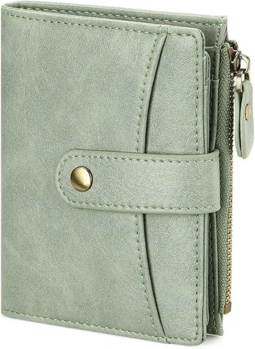 Vista 22 de FALAN MULE Cartera pequeña para mujer, de piel, plegable, compacta, pequeña, con bloqueo RFID, amarillo, antiguo (Antique Yellow), Cartera Rfid