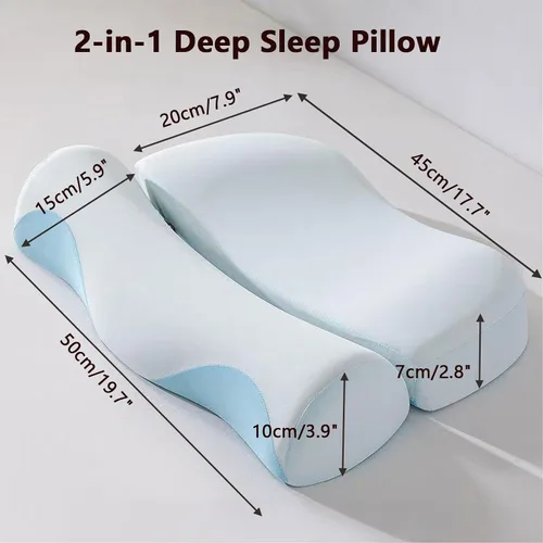 Vista 7 de Almohada de espuma viscoelástica para adultos, almohada de contorno cervical para cuello, almohada de cama de apoyo ergonómico, para cabeza, cuello