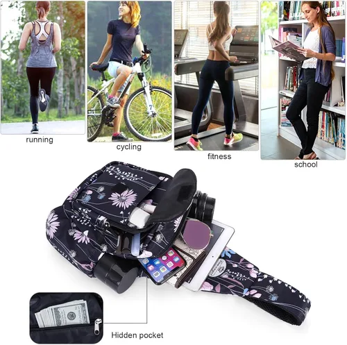 Vista 4 de HUA ANGEL Bolso bandolera floral - Mochila cruzada pequeña para hombres y mujeres, senderismo, caminar, viajes, mini bolsa de pecho