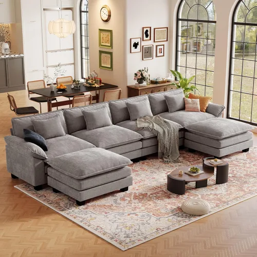 Vista 122 de CDCASA Silla de acento de gran tamaño de 50'' con otomana Asiento extra ancho y profundo estilo sofá nube para sala de estar, dormitorio, rincón
