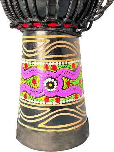Vista 5 de BORIYAM Tambor Djembe profesionalmente tallado a mano, cabeza de tambor de piel de cabra, pandereta estilo africano occidental, bongo, percusión