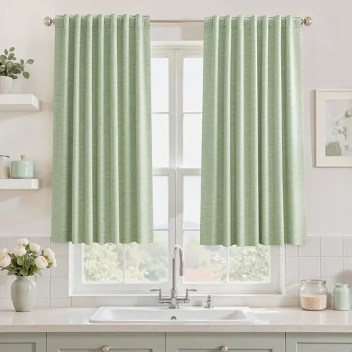 Vista 54 de Cortinas opacas de 54 pulgadas de largo para dormitorio, sala de estar, cortinas beige con aislamiento térmico, oscurecimiento de la habitación