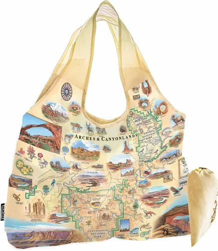 Vista 20 de Xplorer Maps Bolsa con asas – Bolsa de compras reutilizable para comestibles, plegable y lavable de nailon, resistente y compacta