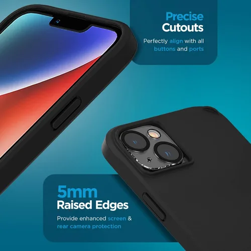 Vista 4 de Case-Mate Paquete de protección 4 en 1, funda para iPhone 14 Plus (negro pesado), vidrio templado, protector de lente y cargador USB C de 30 W