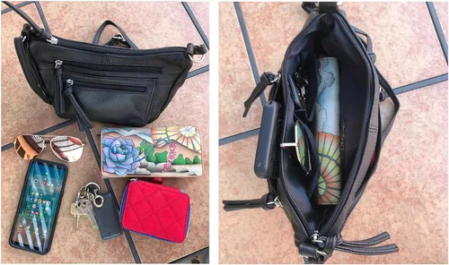 Vista 7 de Bolso de cuero de las mujeres con muchos bolsillos