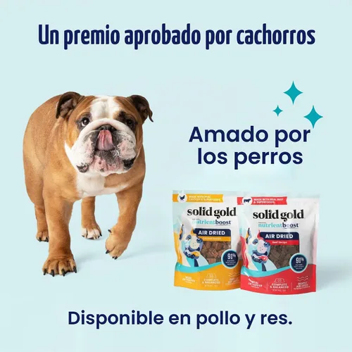 Vista 7 de Solid Gold Complementos de Comida para Perros Secada al Aire para Alimentos Secos – Golosinas saludables para perros con carne de res real