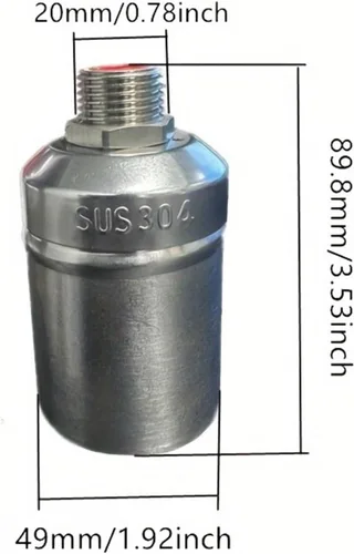 Vista 3 de 1/2" Floating Ball Valve Automatic Water Level Control Stainless Steel Float Tank Tower Shutoff Val