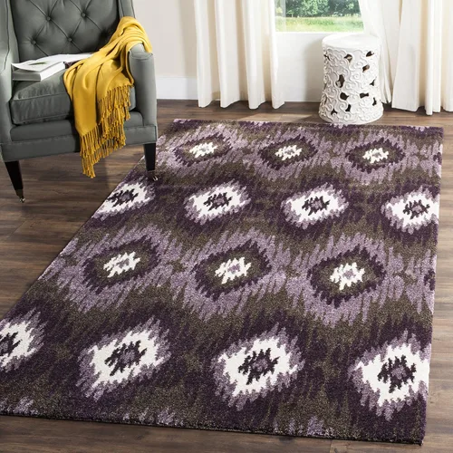 Vista 6 de SAFAVIEH Retro Collection - Alfombra decorativa de 3 x 5 pies, marrón oscuro y azul, diseño abstracto moderno, no desprende pelusa y de fácil