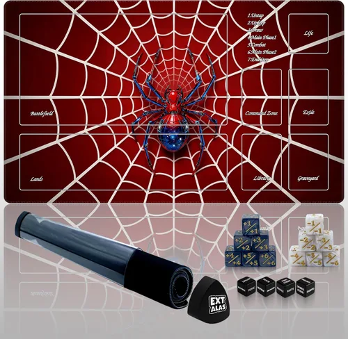 Vista 11 de Tapete MTG TCG -Incluye tubo de almacenamiento y 7 dados-¡Experimenta calidad de primer nivel y alfombrilla impermeable y antideslizante con bloqueo