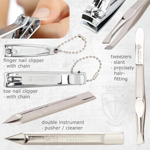 Vista 4 de 3 Swords Germany – Juego de 8 piezas para manicura y pedicura profesional para el cuidado de las uñas de los dedos y los dedos del pie tijeras