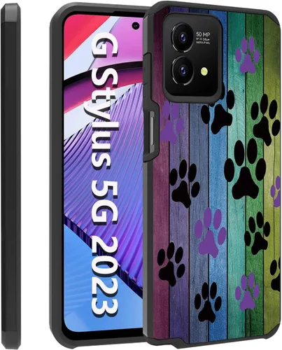 Vista 26 de Funda para Moto G Stylus 5G 2023, resistente 2 en 1 de doble capa híbrida de policarbonato duro y silicona suave a prueba de golpes, funda