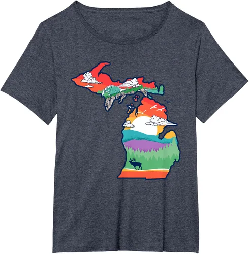 Vista 71 de Michigan Outside - Camiseta con ilustración artística