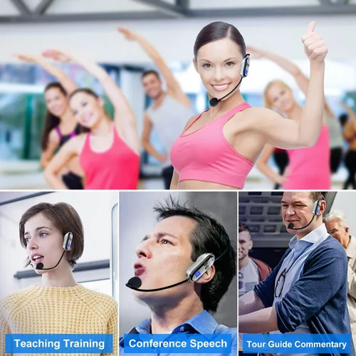 Vista 8 de Sistema de micrófono inalámbrico UHF para auriculares: Auriculares con micrófono - Pantalla digital LED, micrófono de cabeza y de mano 2 en 1