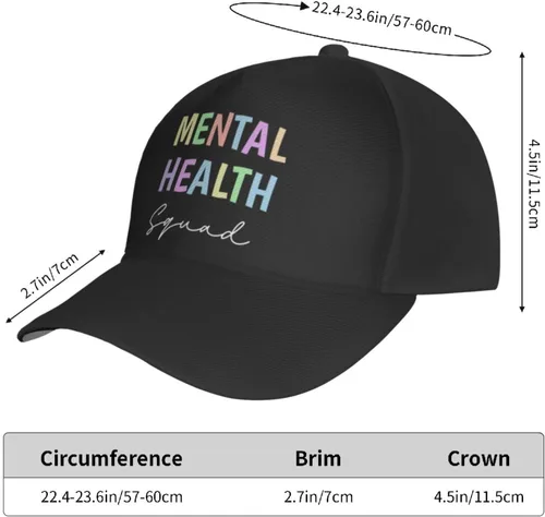 Vista 4 de Gorra de béisbol de escuadrón de salud mental para hombres y mujeres, ajustable para papá, gorra de camionero casual para exteriores, sombreros