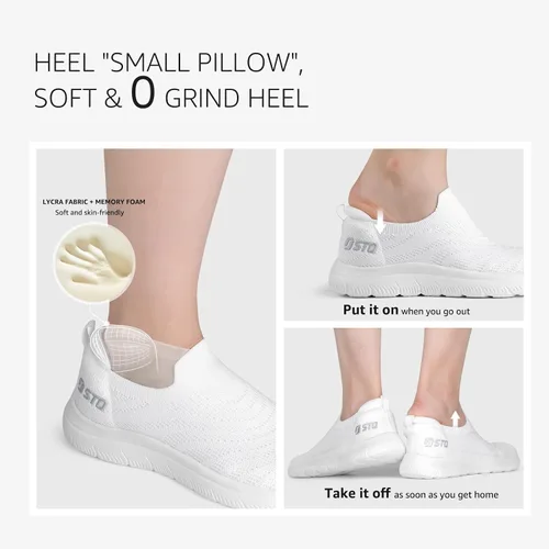 Vista 3 de STQ Zapatos para caminar para mujer, con soporte de arco, cómodos, ligeros, sin cordones, con espuma viscoelástica