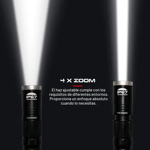 Vista 4 de okcomuy Linterna de Lápiz Recargable IP67 Impermeable con Clip de Bolsillo 4-Zoomable, Linterna de Bolsillo Perfecta para Inspección, Trabajo