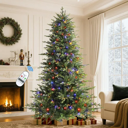 Vista 15 de SHareconn 4ft Prelit Artificial Aspen Christmas Tree with Remote Control 17 Modes & 330 Warm White & Multicolor Lights, 1869 PE & PVC Tips Full Xmas