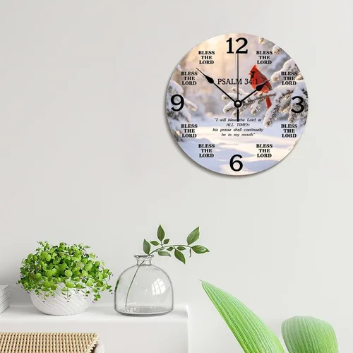 Vista 4 de Reloj de pared con versículo bíblico bendice al Señor Jesús