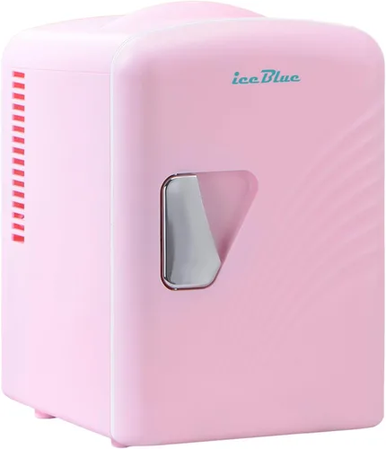 Vista 9 de Mini nevera, 4 litros/6 latas de cuidado de la piel con línea ondulada retro (blanco) Compact Mini Makeup Fridge for Beauty & Beverages, Dual-use